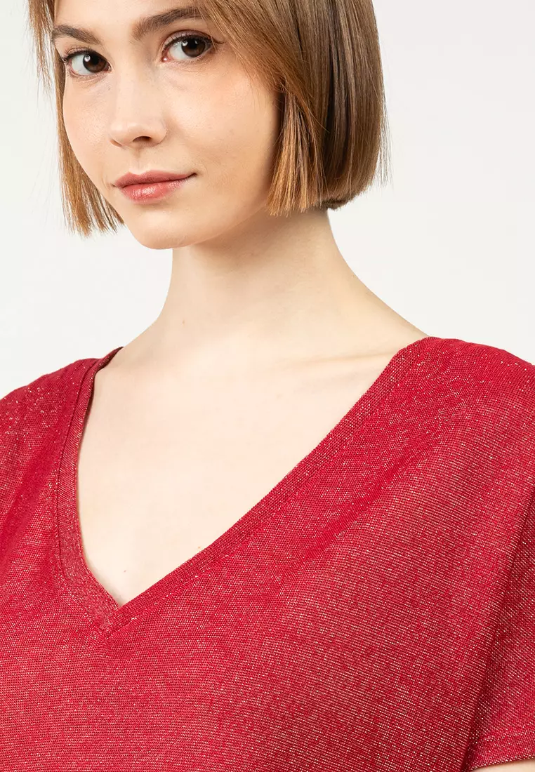 Short Sleeve V-Neck Jersey Top