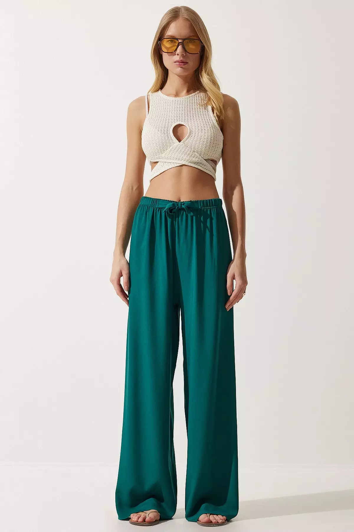 Elastic Wide Leg Pants