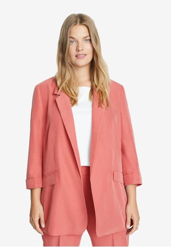 Violeta by MANGO pink Plus Size Modal-Blend Suit Blazer 8EEA0AA5B6D3F7GS_1