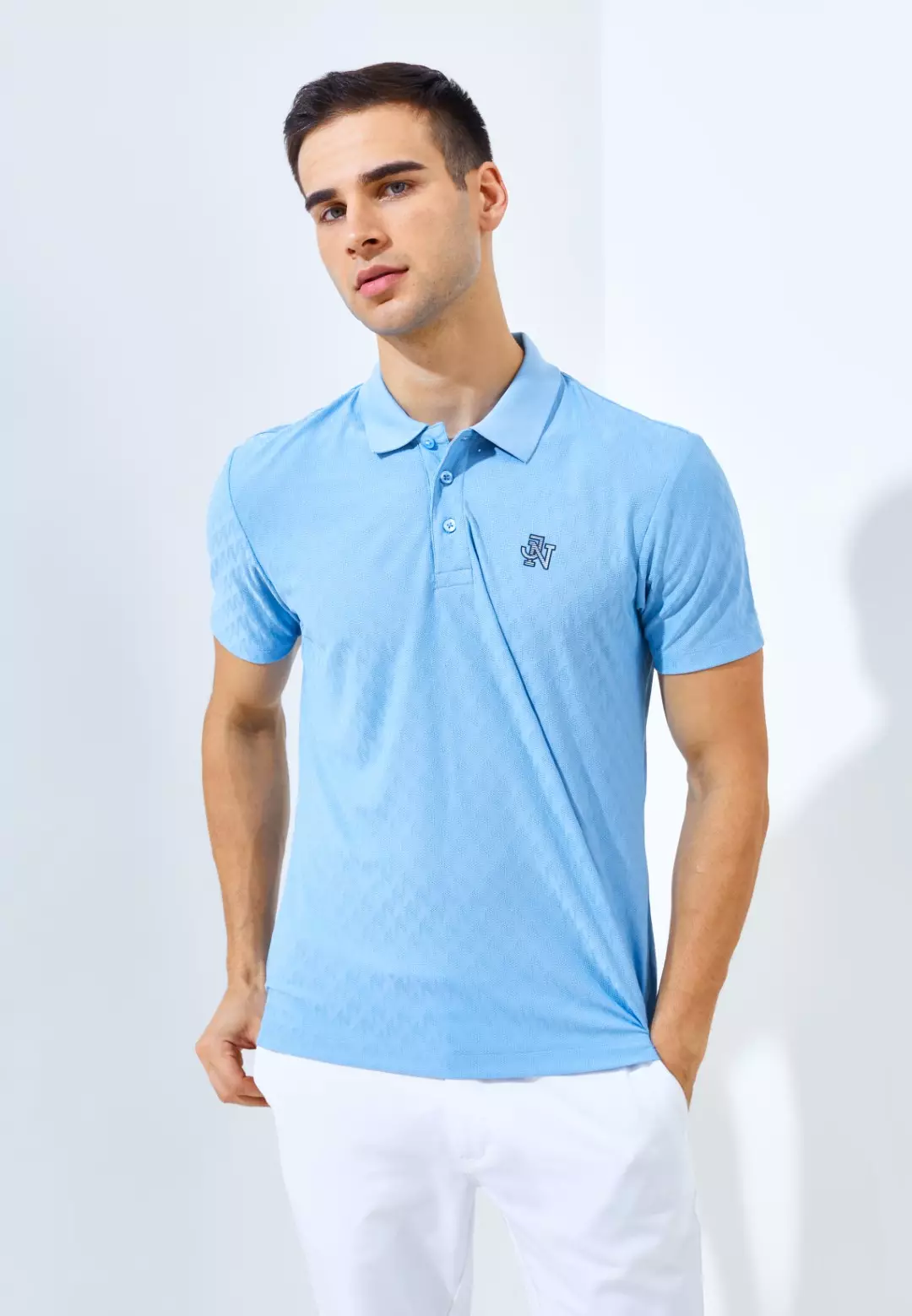 Jack Nicklaus Odyssey Polo Shirt Pria Slim Fit Light Blue