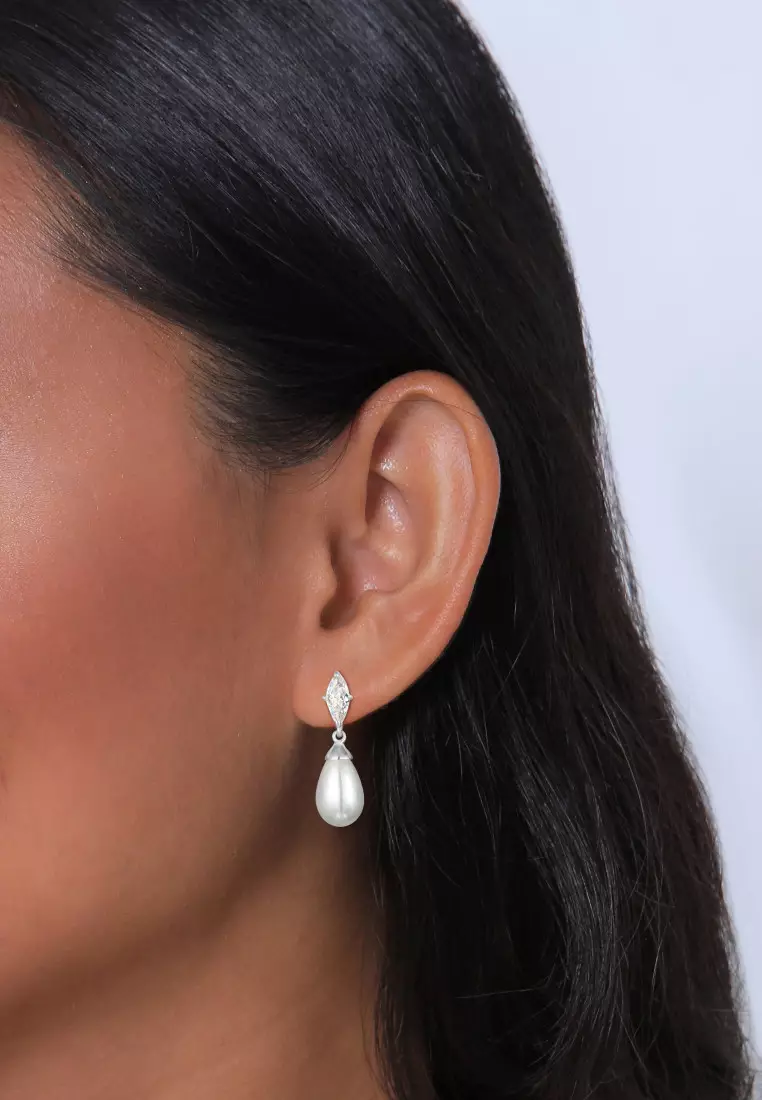 Anting Perhiasan Perak 925 Wanita Stud Zirconia Mutiara