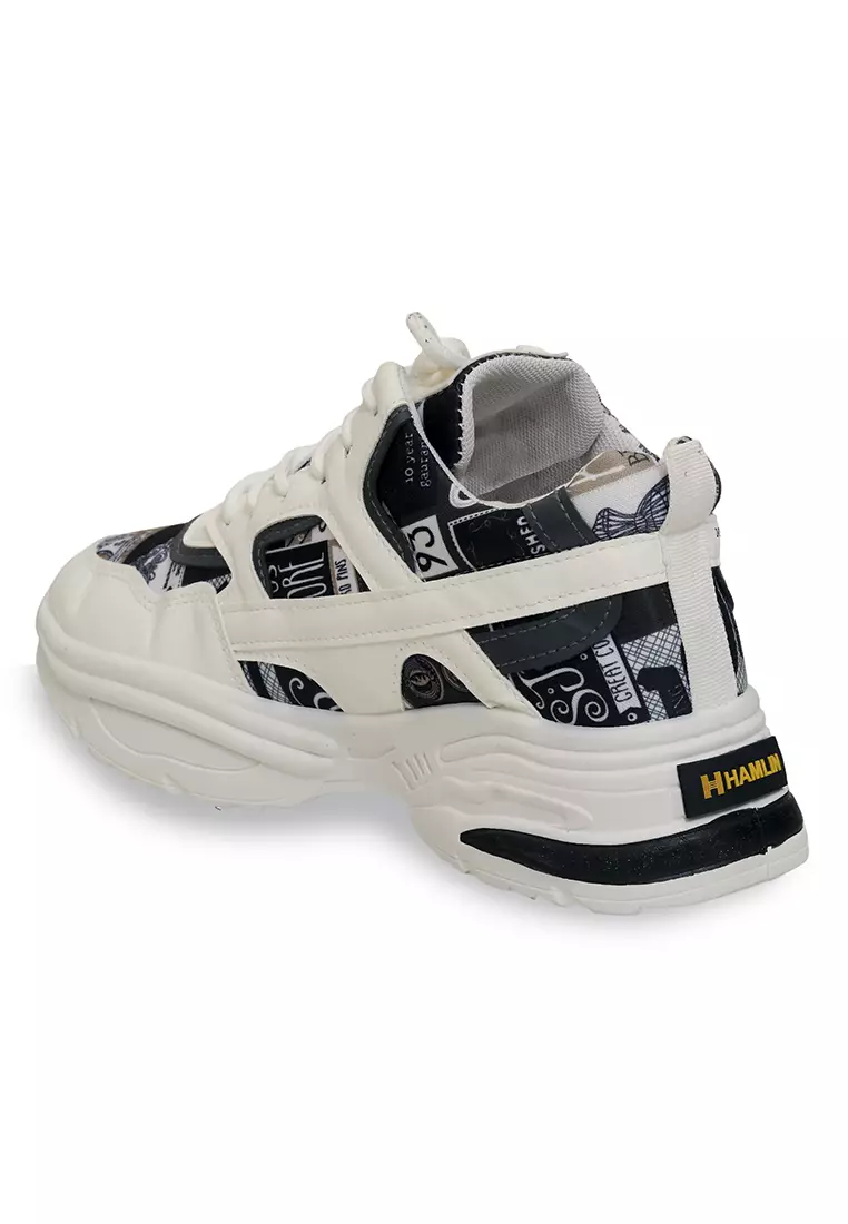 Anando Sepatu Sneakers Pria Stylish Design Casual Sporty Shoes Ringan Material Leather ORIGINAL - White Black