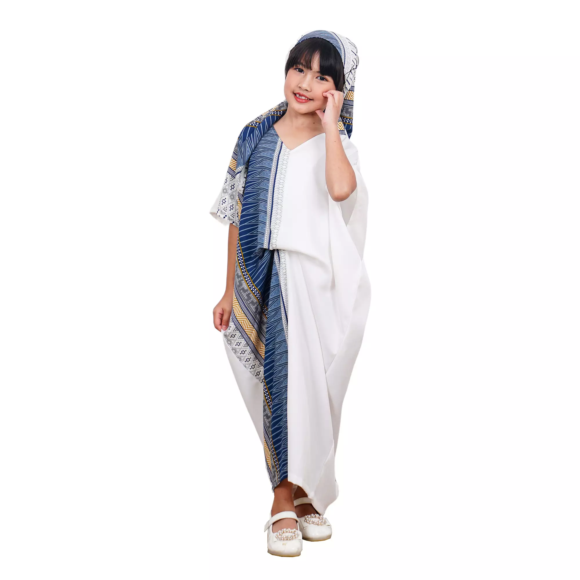 Dress Batik Anak Perempuan - Bhatara Batik Dewayani Kaftan - Dress Batik Modern Lengan Pendek