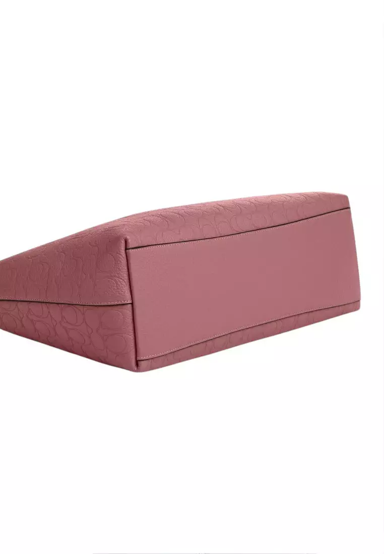 Station Tote Bag In Signature Leather - Peony