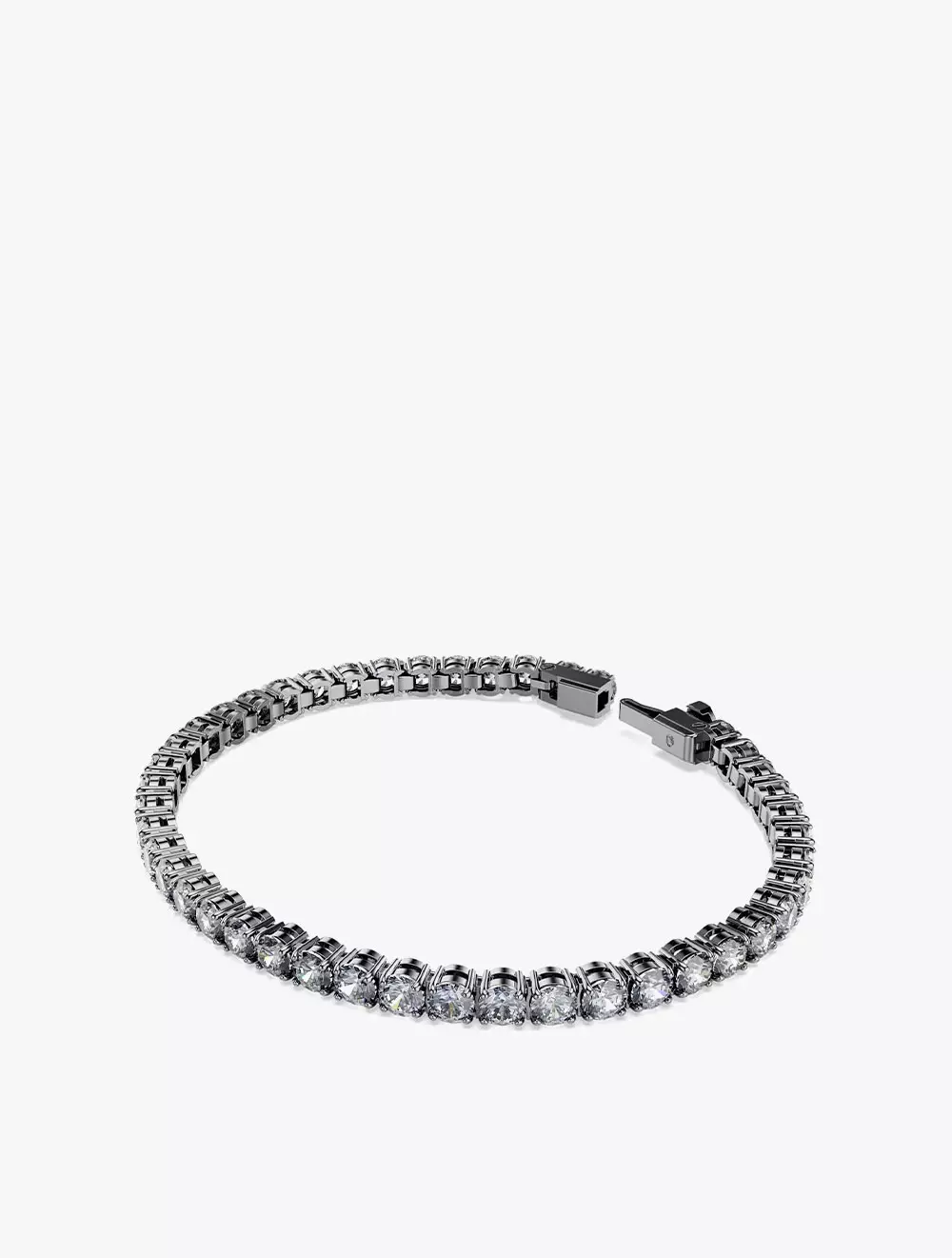 Matrix Tennis Bracelet, Round Cut, Gray, Ruthenium Plated - M - Gray