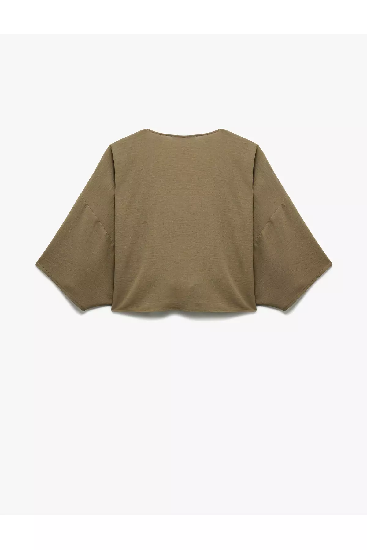 Short Sleeve Double Breasted Collar Tie Detail Oversize Kimono