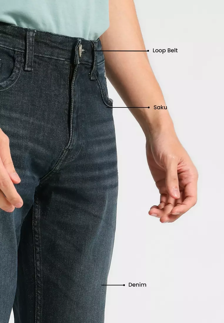 MANZONE - Celana Denim Panjang Pria Owen Slim Fit - Dark Blue Warna Blue_Dark