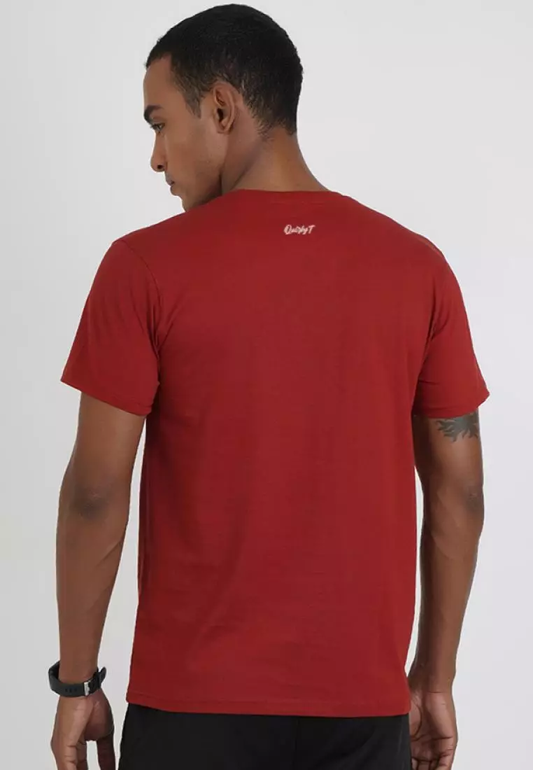 Birdbeard Short Sleeve Maroon Cotton Relaxed T-Shirt