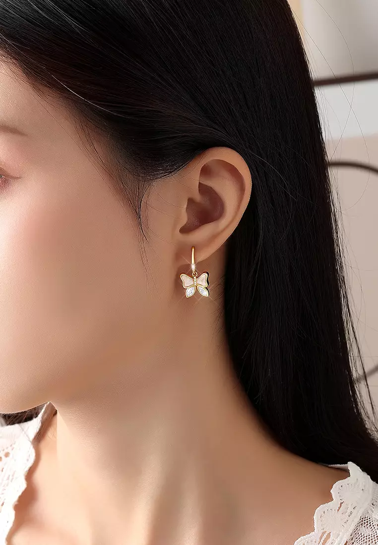 Anting Wanita Titanium Korea Fashion Butterfly Style Antingan Cewek Original Kotak Indah