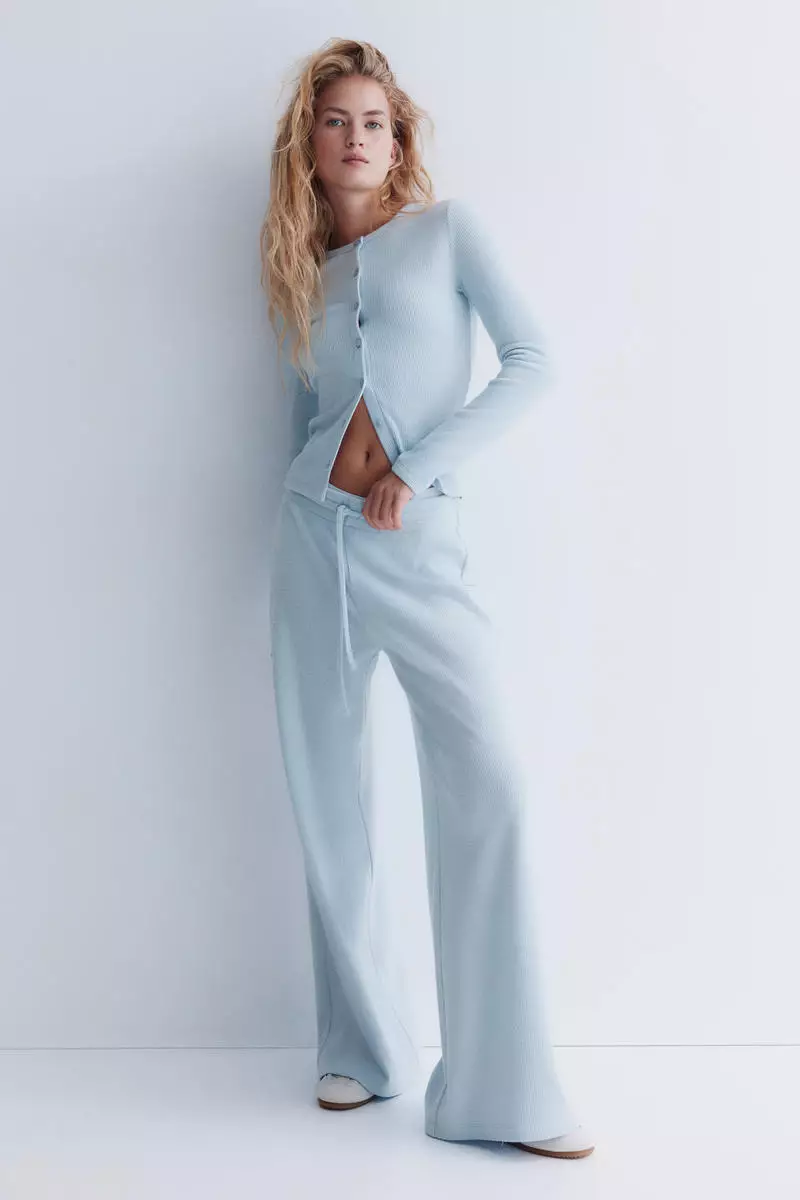 Waffled drawstring trousers