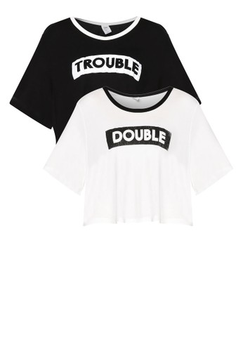 Double Trouble 圓領短袖TEE, 服飾, 服esprit香港門市飾