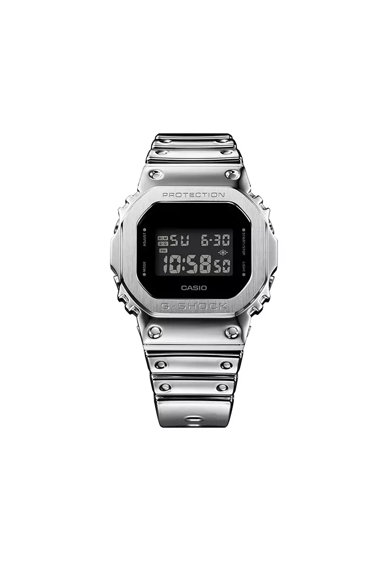 Fine Metallic Series GM-5600YM-8 Men Digital Watch Silver Stainless Steel Strap