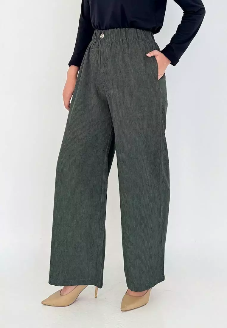 Evy Pants (Celana Panjang Corduroy) Panjang 101 cm - Army
