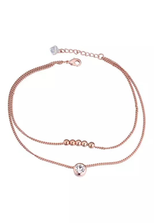 Anklet Embellished with SWAROVSKI® crystals-Rose Gold/Clear