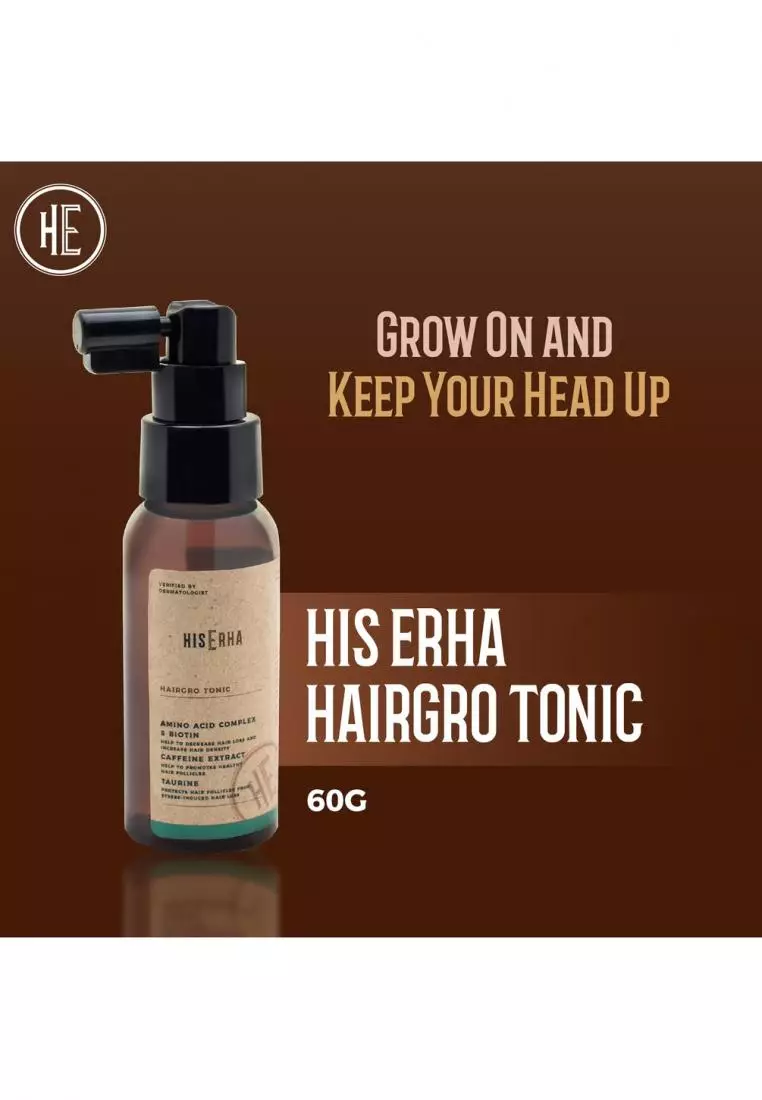 Hia Erha Hairgro Tonic With Amino Acid, Biotin, Caffeine Extract, Taurine 60Ml - Tonic Rambut Pria
