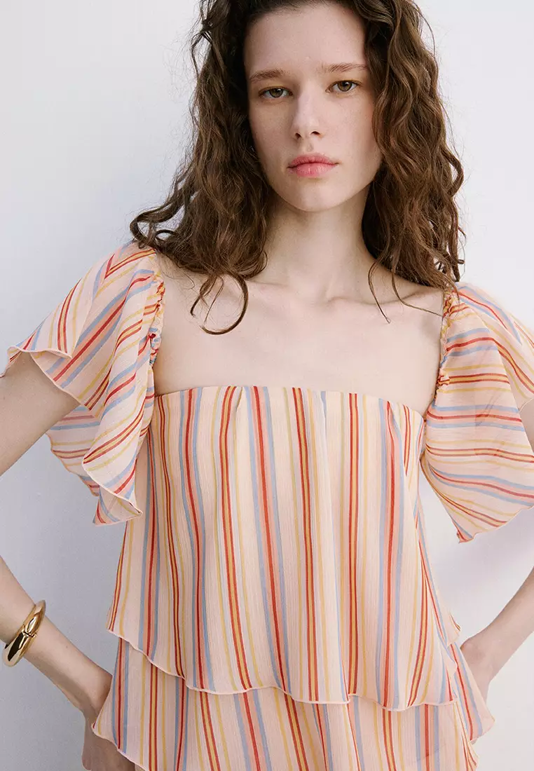 Ruffles Stripe-Patterned Blouse