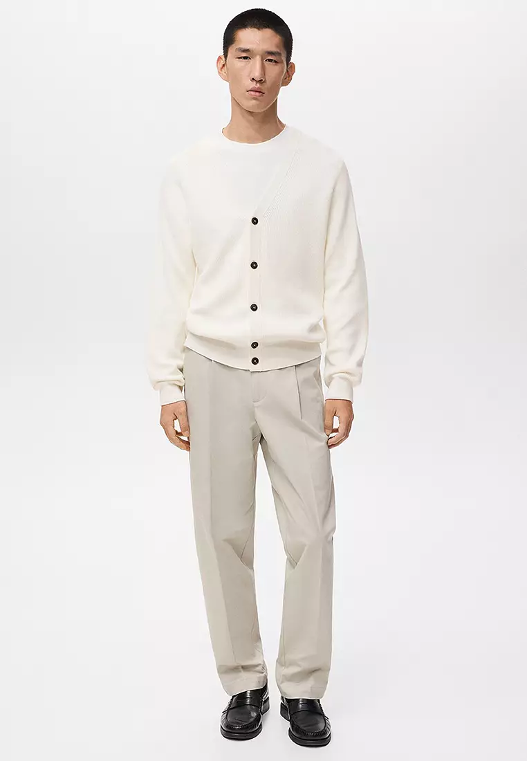 Ribbed Knitted Cardigan With Buttons