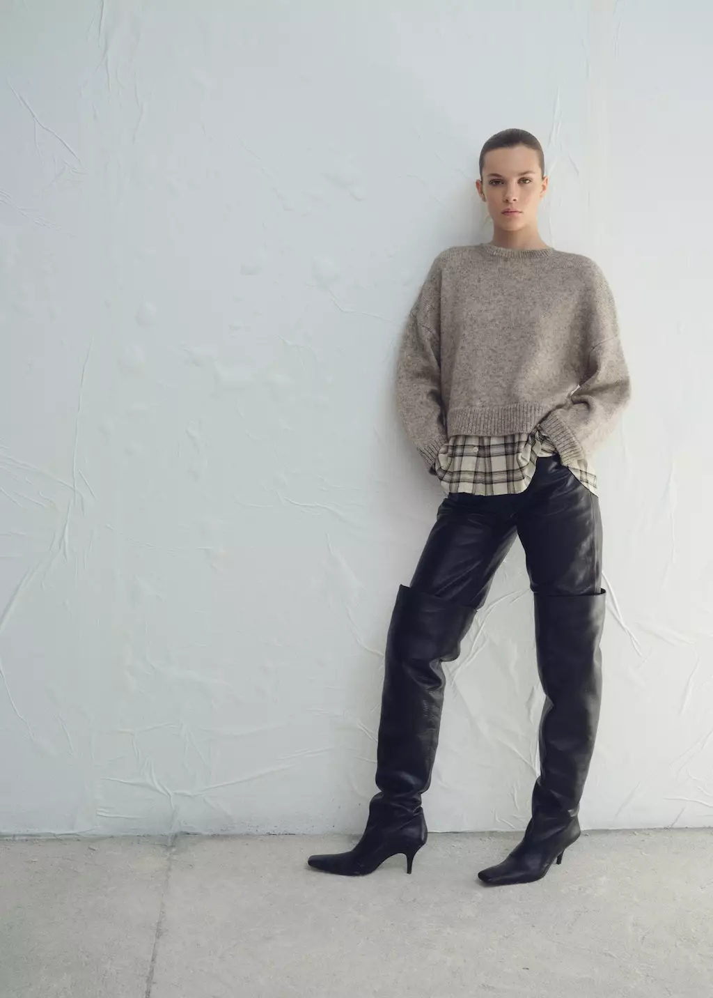 Sweater kemeja kombinasi