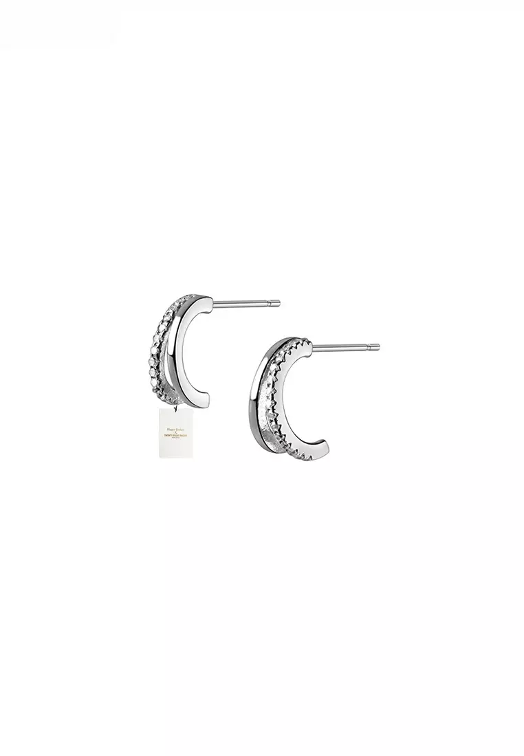 Buy HAPPY FRIDAYS 925 Silver Zircon Arc Earrings JW AR-G6096 Online ...