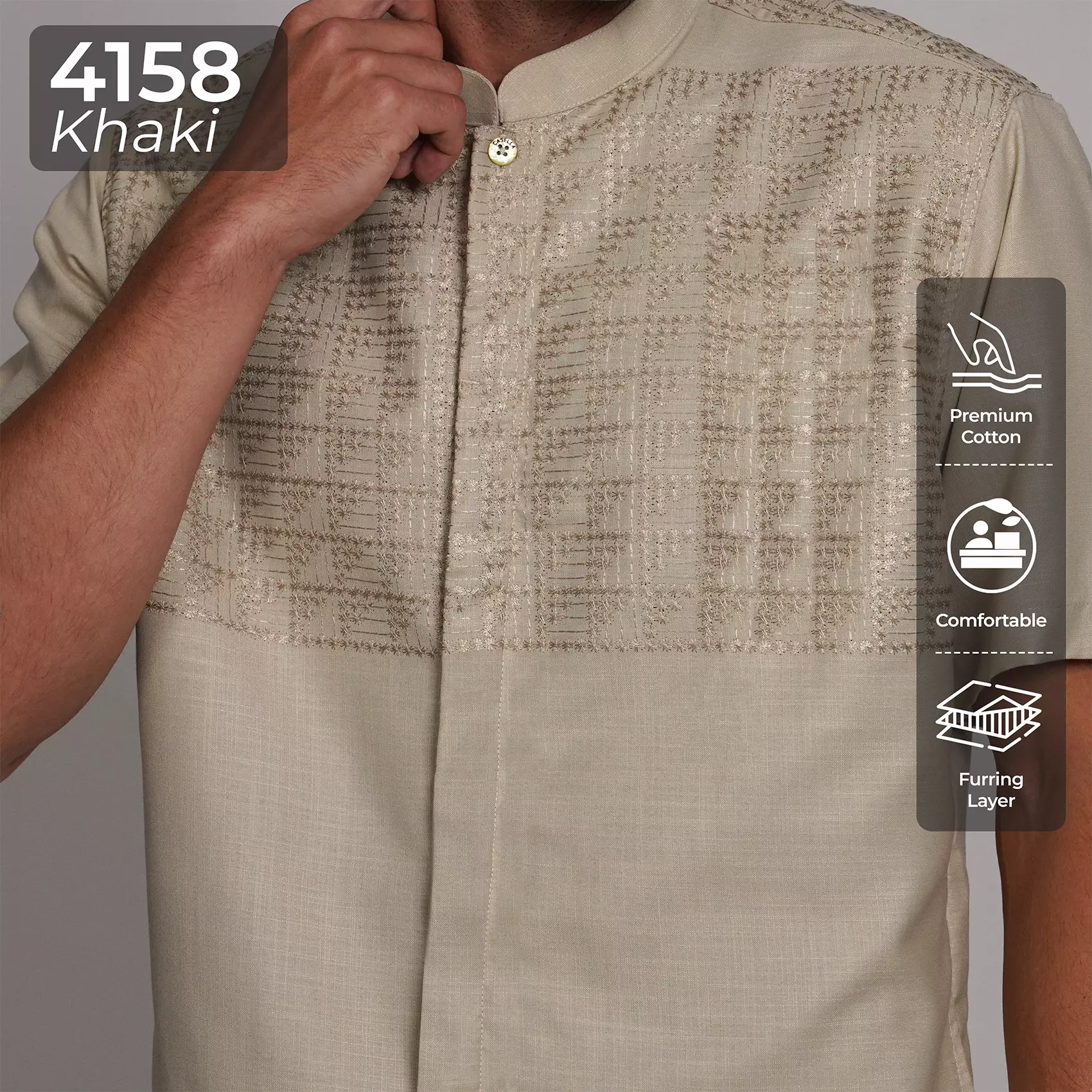 Casella Baju Koko Pria Lengan Panjang Premium Edisi Koko Sultan 4158 Khaki