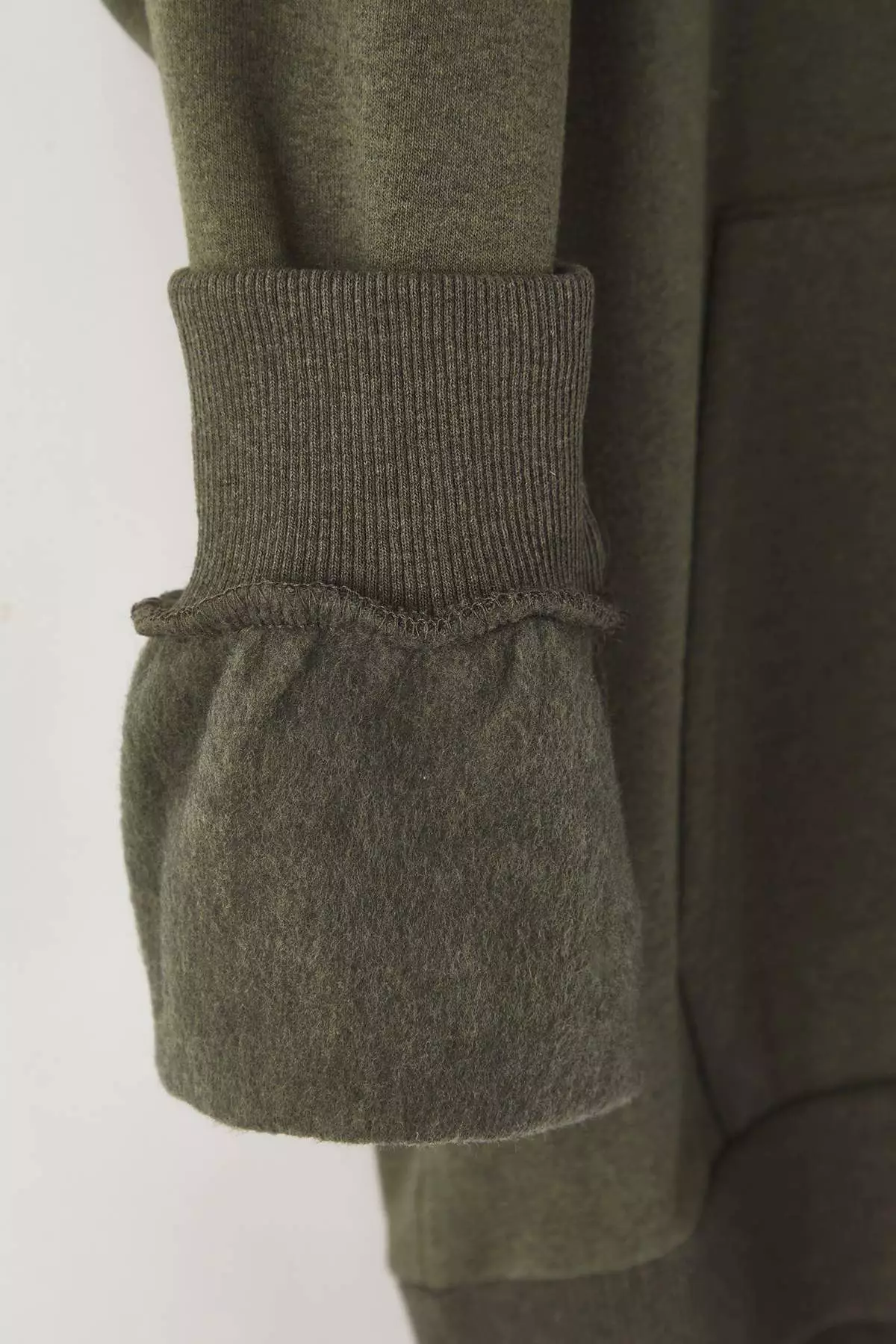 Khaki Oversize/Wide Cut Hooded Fleece/Warm Floral Printed Sweatshirt