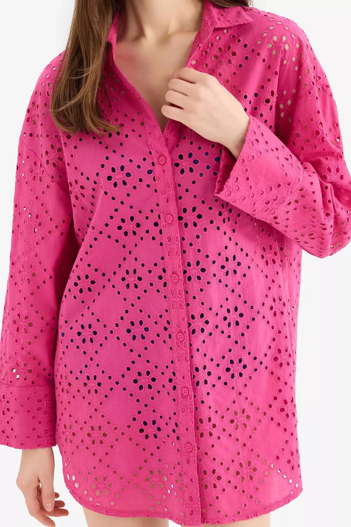 Regular Fit Cotton Brode Beach Shirt-Fall in Love C0506Ax25Sm