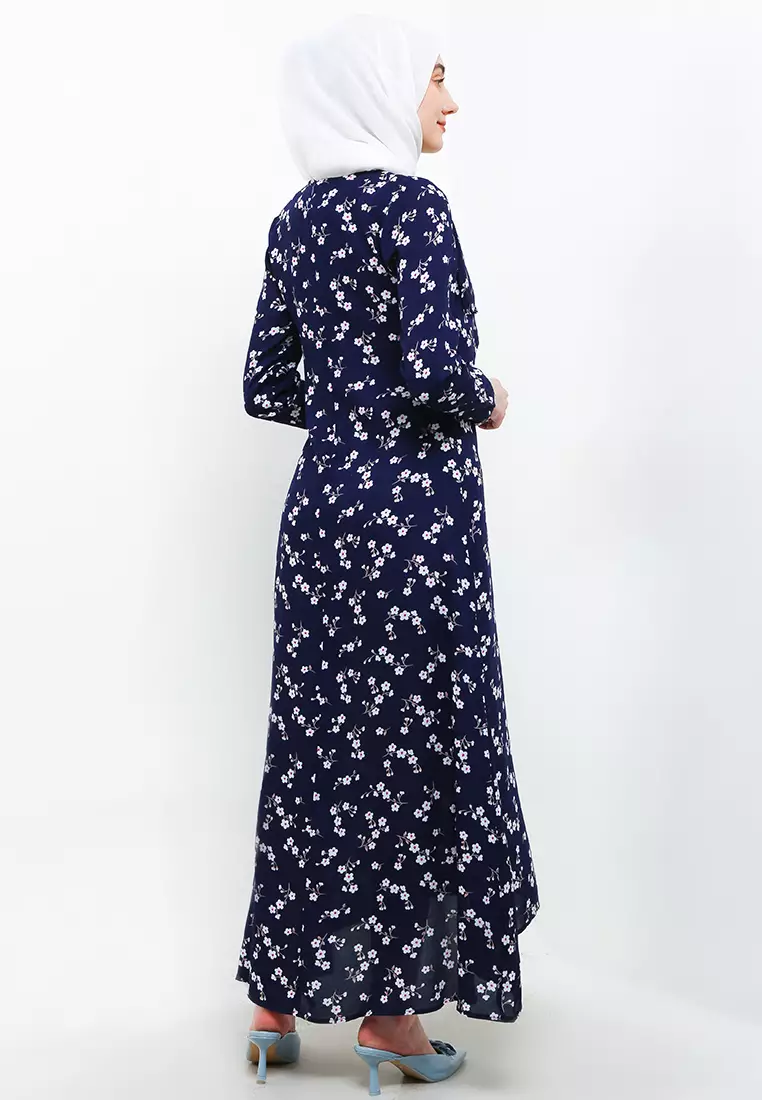 Mahinah Maxi Dress In Navy Floral Print