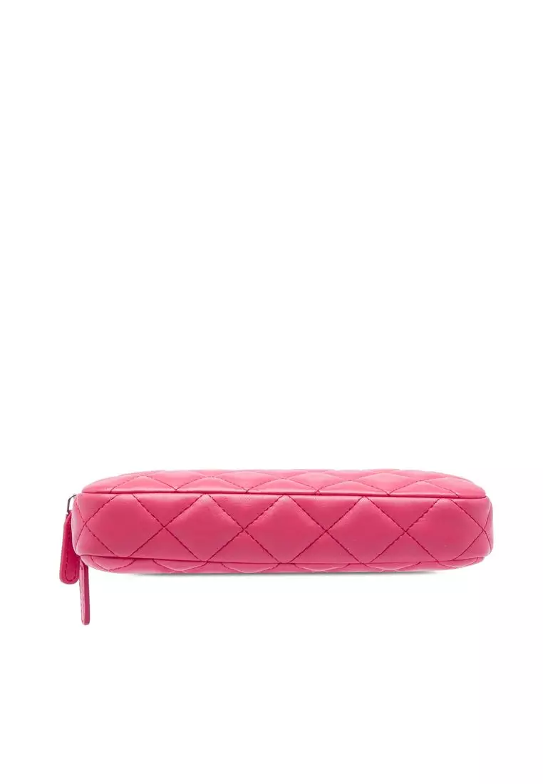 Pre-Loved Chanel Cc Quilted Lambskin Double Zip Clutch On Chain