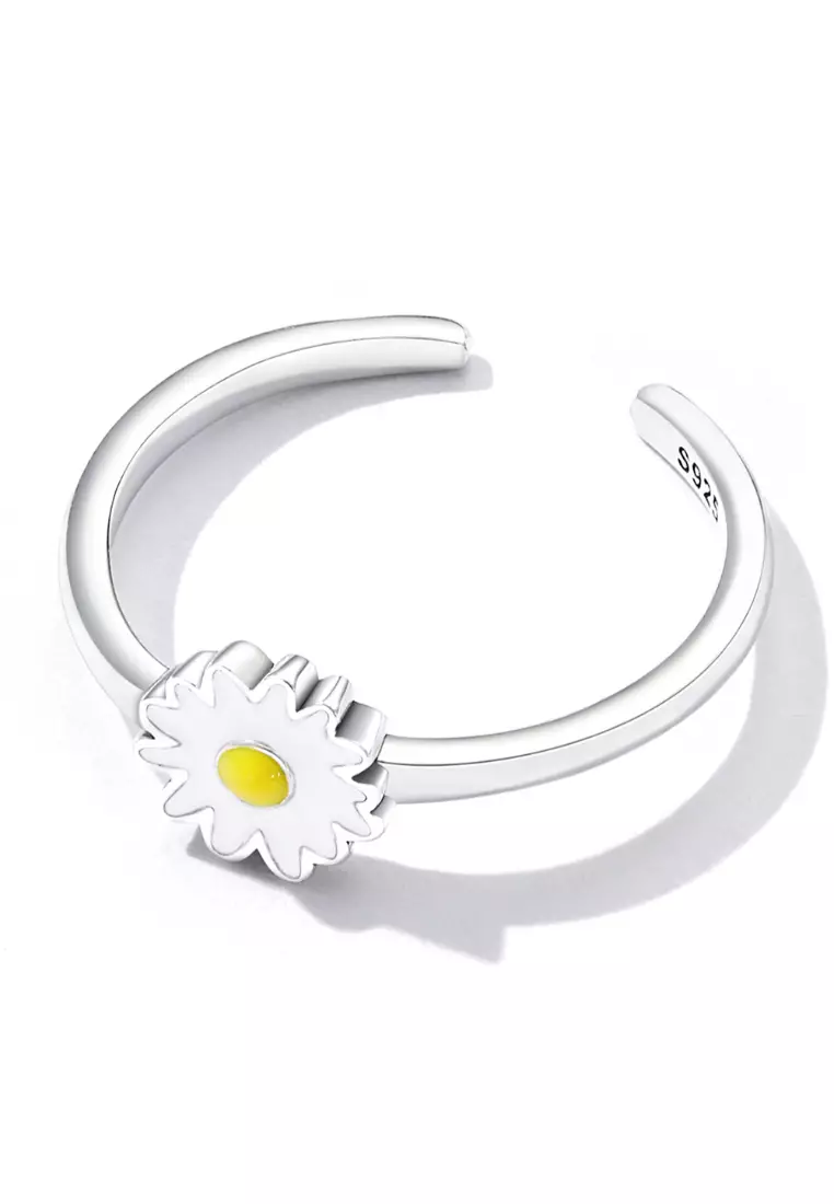 Solid 925 Sterling Silver Sunny-Side Up Daisy ring