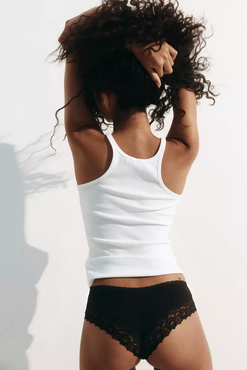 3-pack cotton and lace hipster briefs