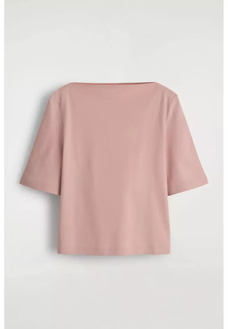BOAT-NECK COTTON T-SHIRT