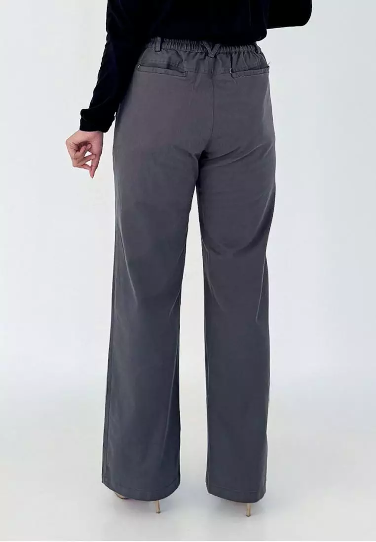 LEZAHRASIGNATURE Celana Panjang Basic Wanita - Abu Tua