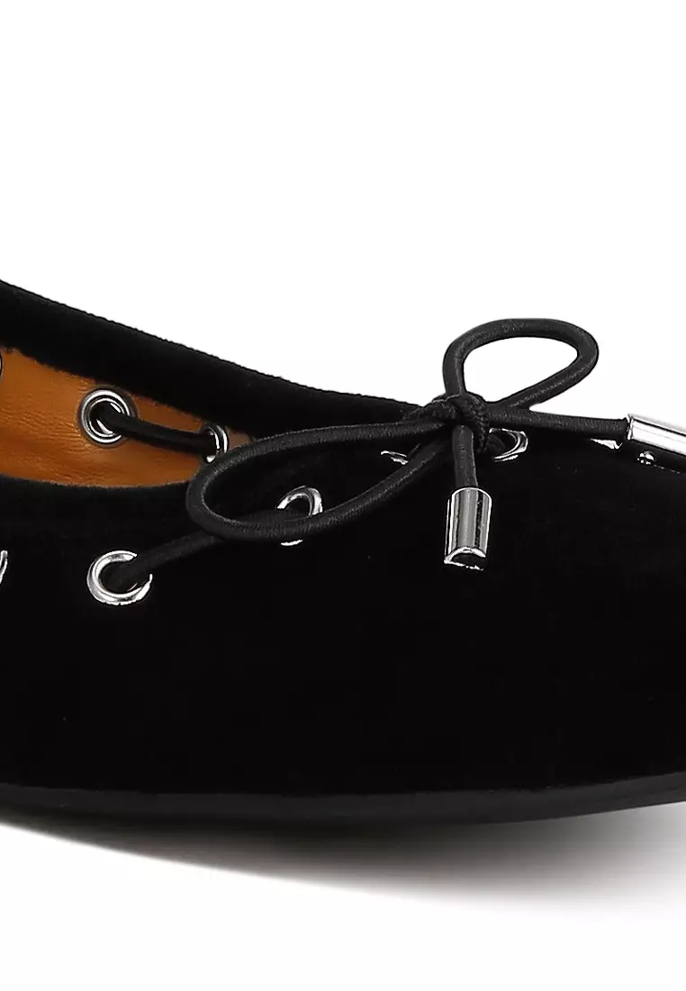 Black Micro Suede Bow Ballerinas