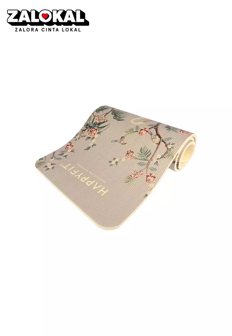HAPPYFIT Yoga Mat Printing NBR 15mm Free Strap Secret Garden
