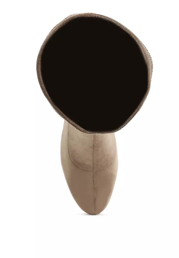 Microfiber Knee High Boots in Taupe