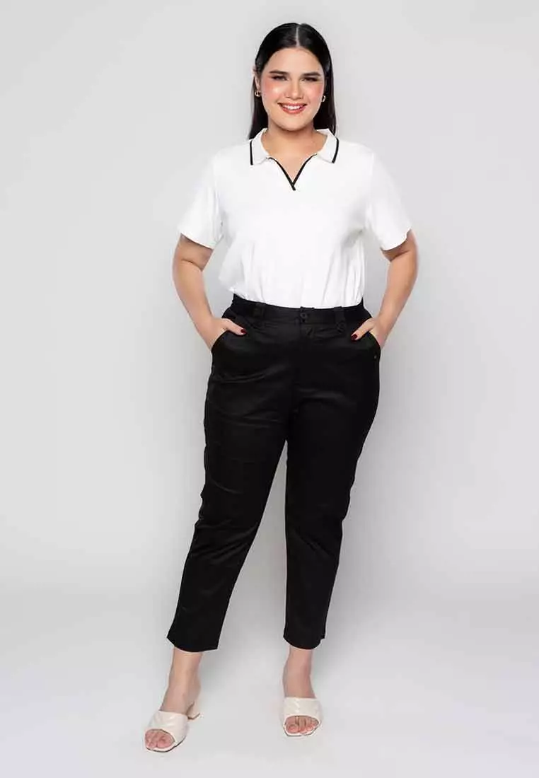 Milly Plus Size Melyna Slim Casual Pants with Belt Loop Detail