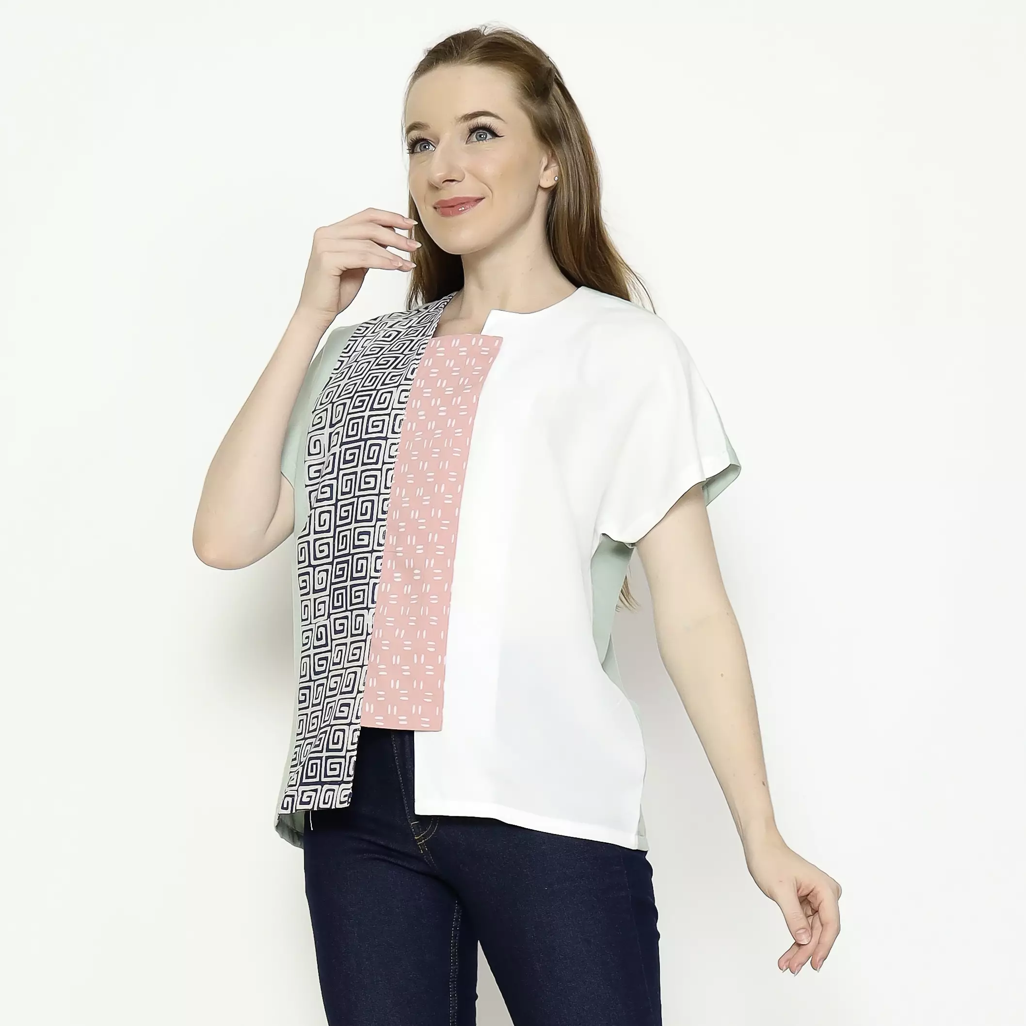 Blouse Batik Wanita - Atasan Batik - Bhatara Batik Novina - Baju Batik Modern Lengan Pendek