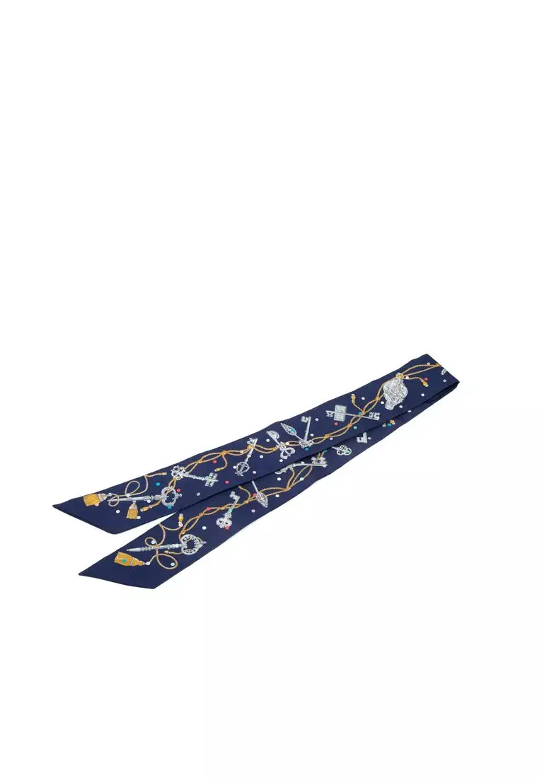 Pre-Loved Hermès Les Cles A Pois Silk Twilly Scarf