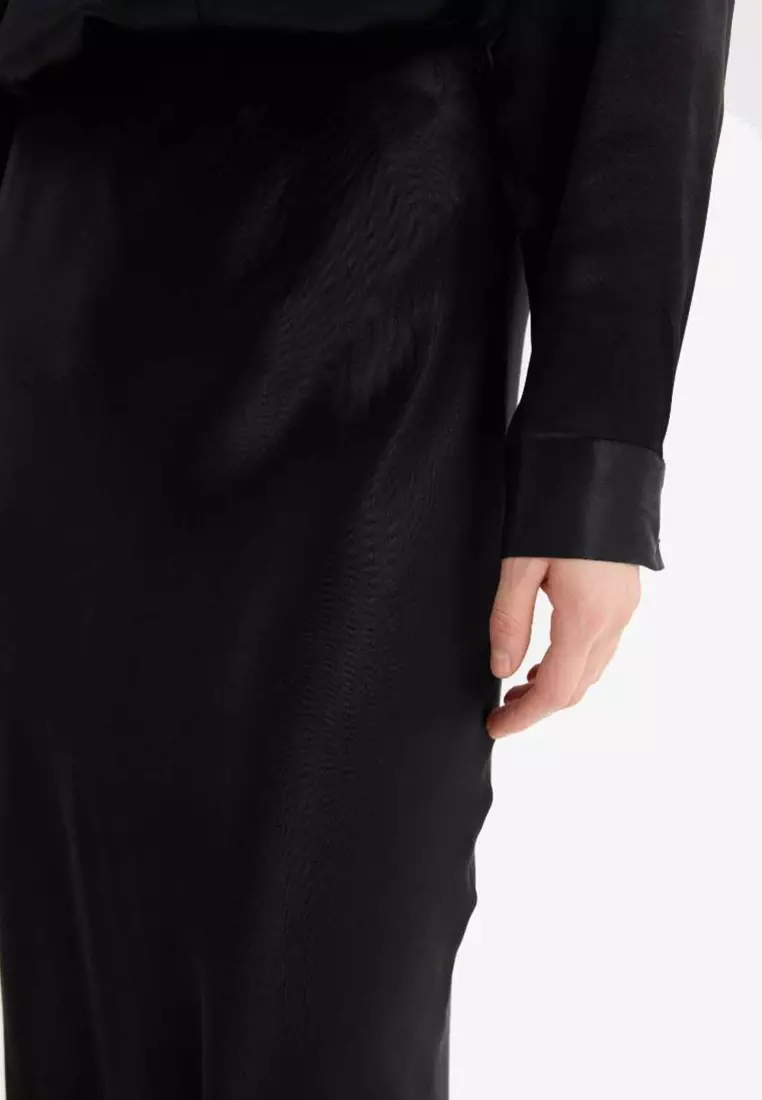 A-Line Regular Waist Satin Midi Skirt B1867Ax25Sp