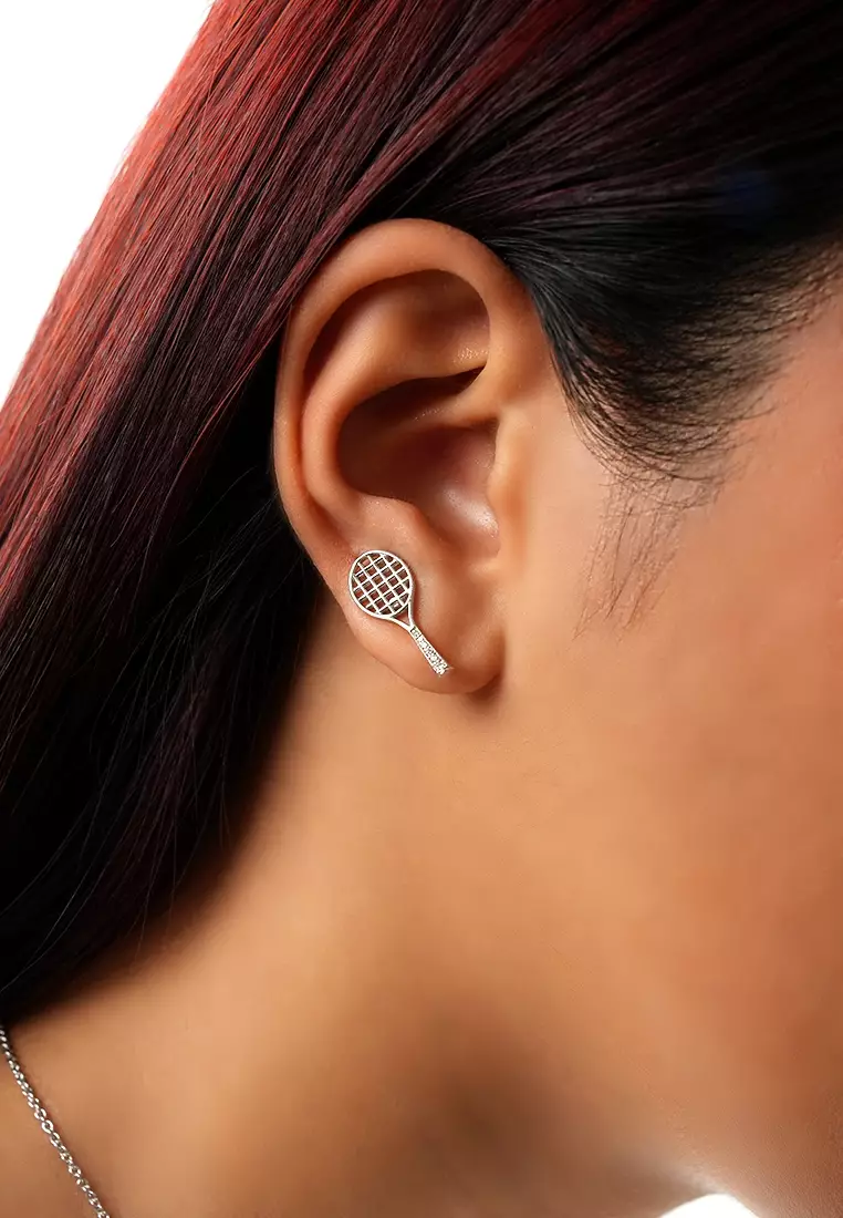 Racket & Ball Duo Stud Earrings in Vermeil White Gold D/E-VVS/VS (0.37ct TDW)