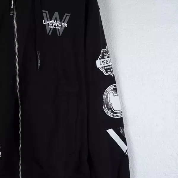 Jual LIFEWORK Hoodie LIFE WORK BIG MULTI LOGO BLACK ZIP HOODIE 100% ...