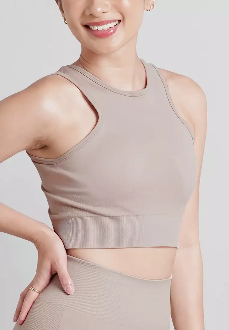 London Collection: Seamless Padded Active Halter Cropped Top