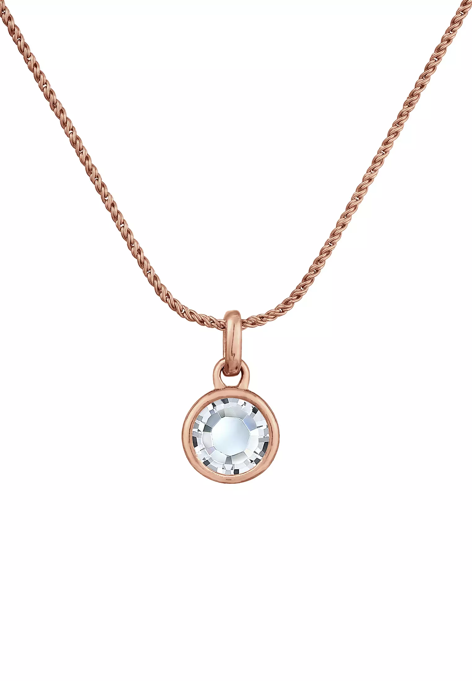 Necklace Pendant Solitaire Cord Rose Gold Plated Embellished with Crystals by Swarovski®