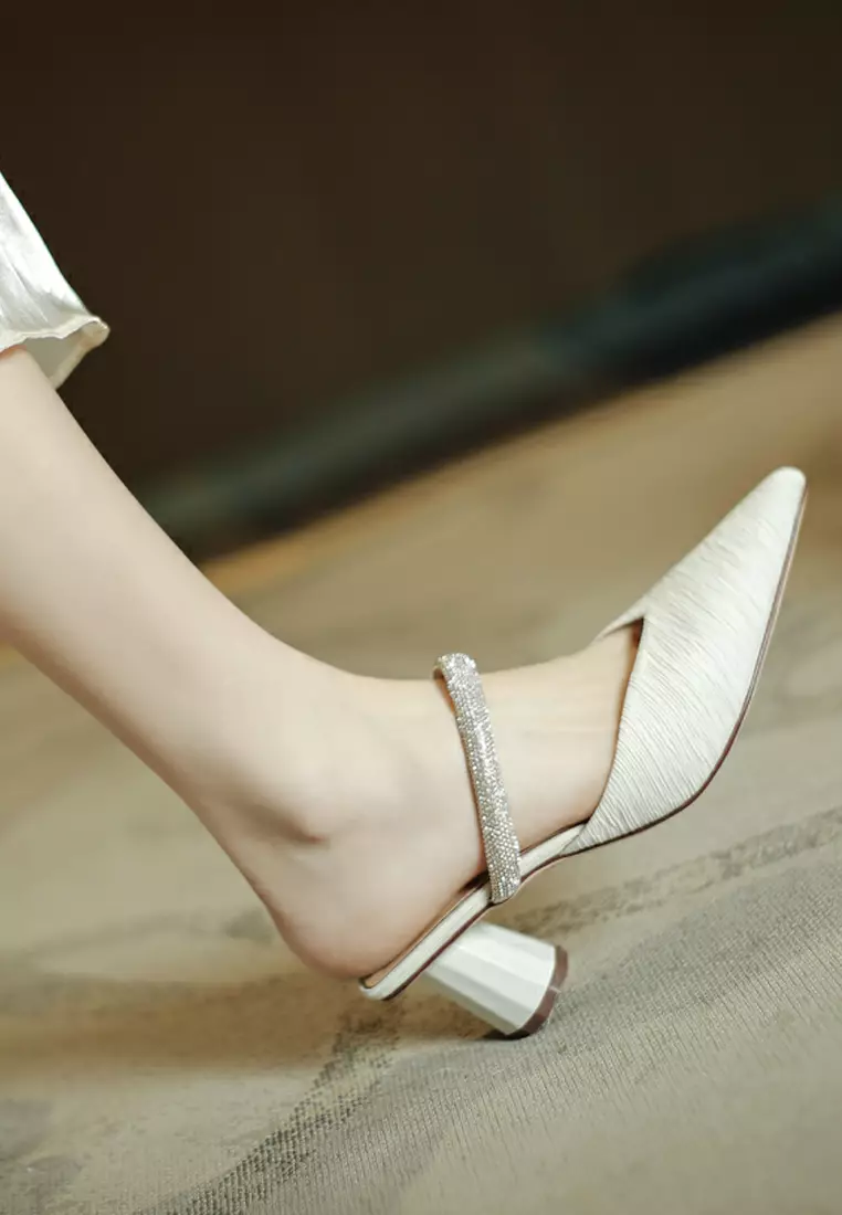 6CM Rhinestone Strap Mule Heel TE726-29