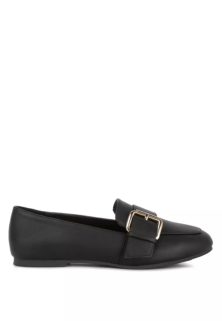 Discount on London Rag  shoes - SKU: Black Pin Buckle Detail Loafers