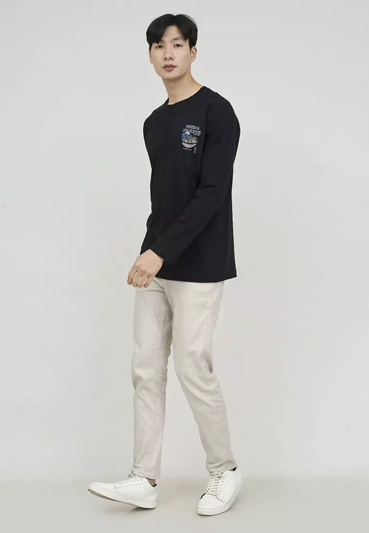 Kaos cotton combed lengan panjang pria hitam houseofcuff fresh