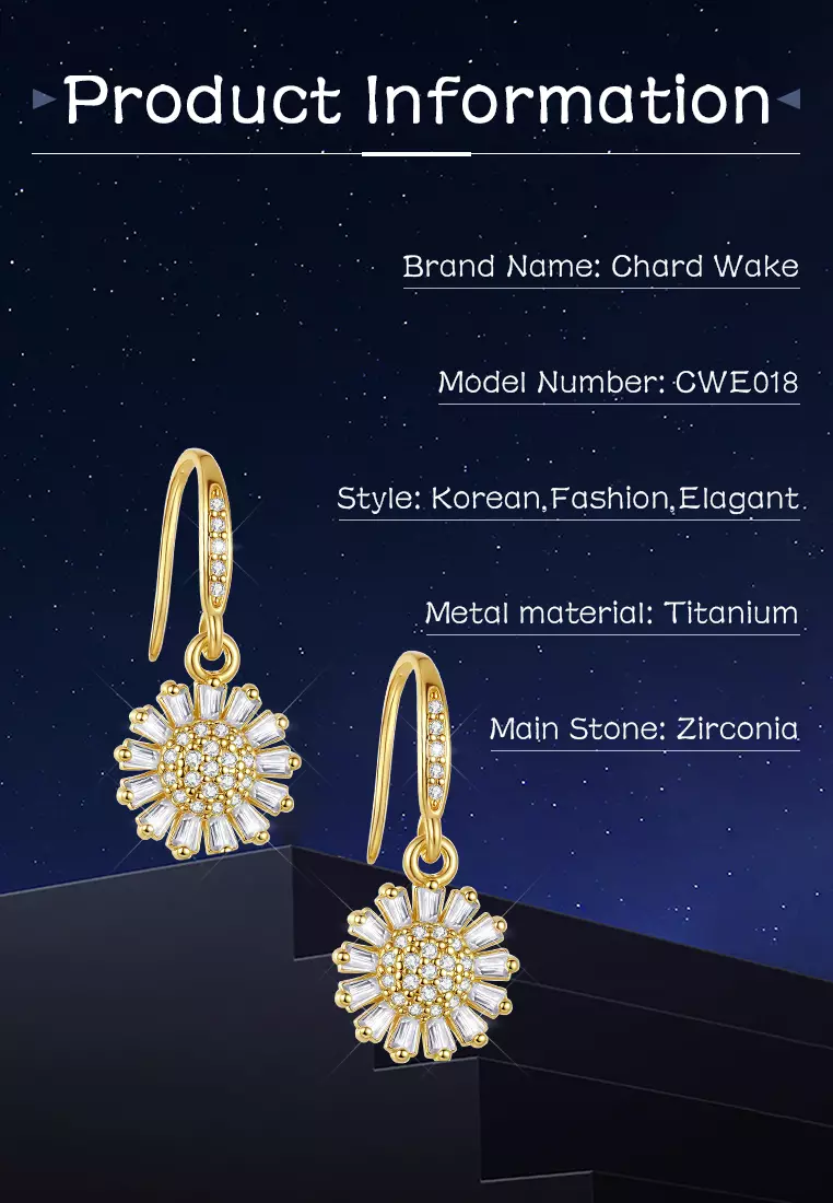 Anting Wanita Titanium Berlian Korea Flower Style Giwang Tusuk Cewek Earrings