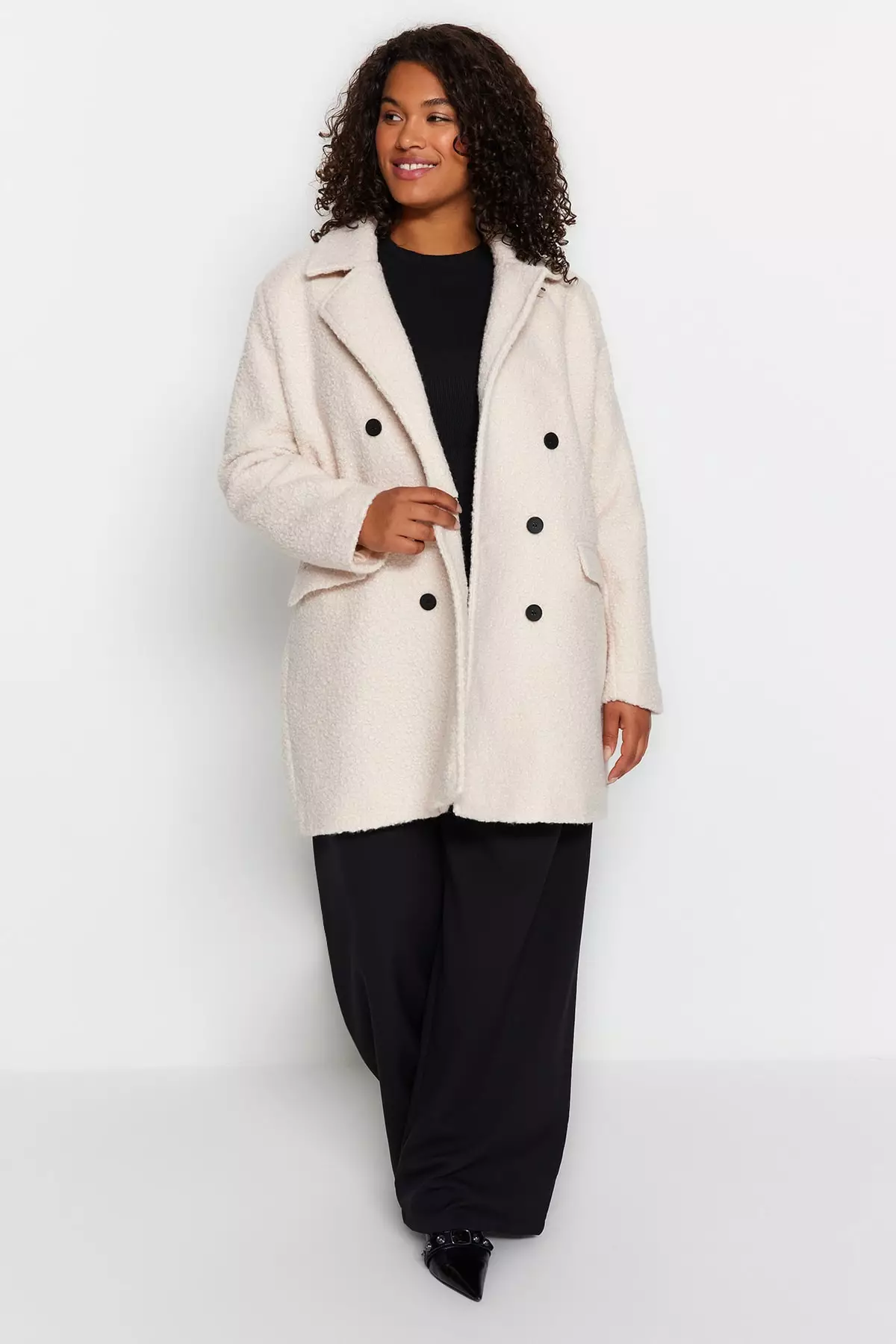 Plus size clearance cream coat