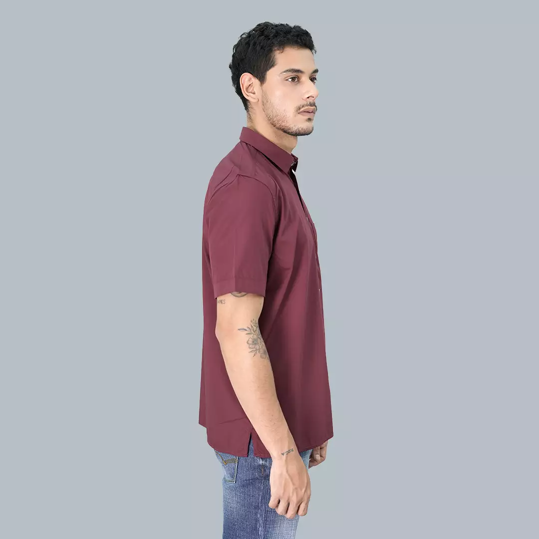 LGS - Kemeja Casual Pria Polos Warna Maroon CSH.271.S2001.215.C