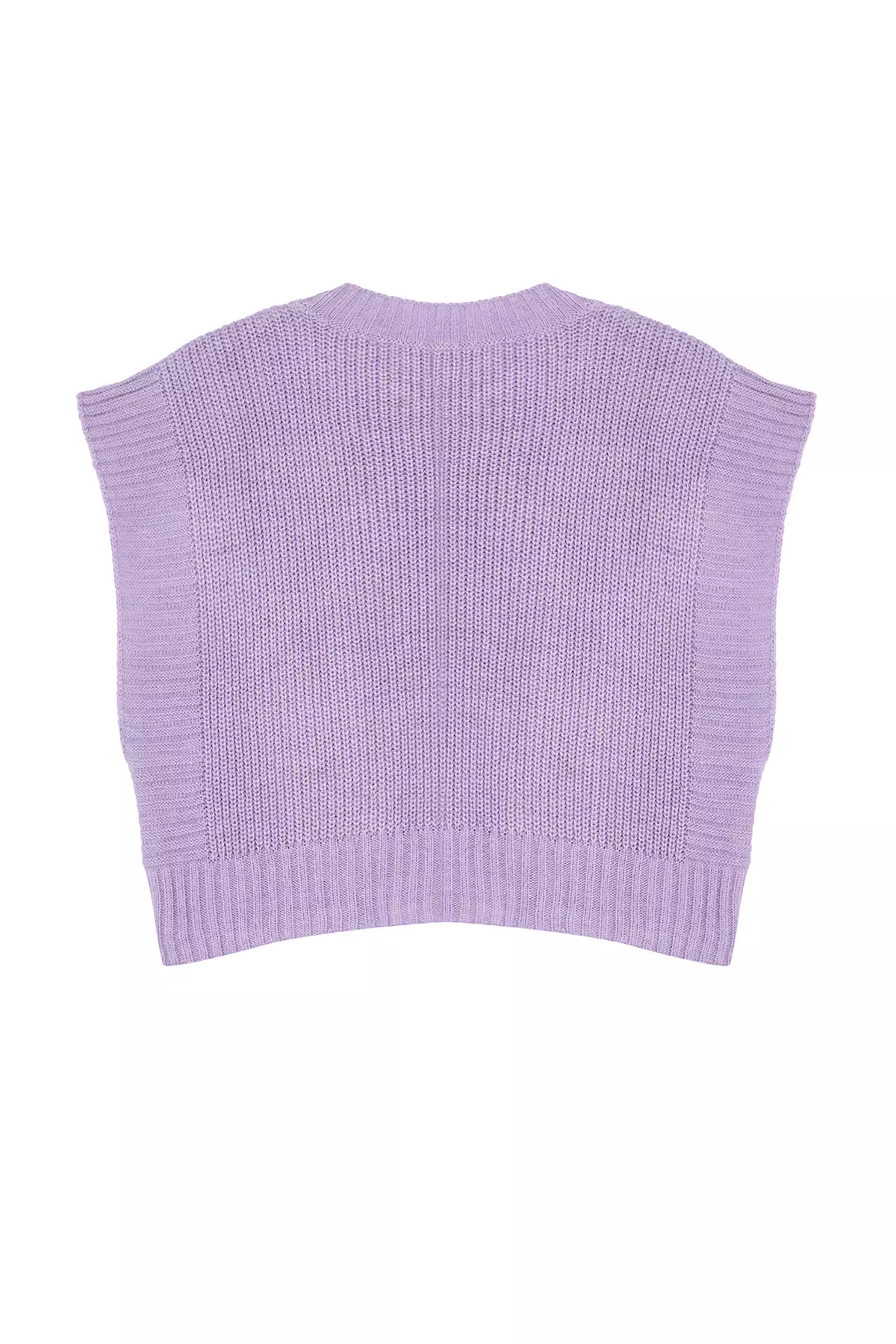 Lilac Crop Crew Neck Knitwear Sweater TWOAW24SV00005